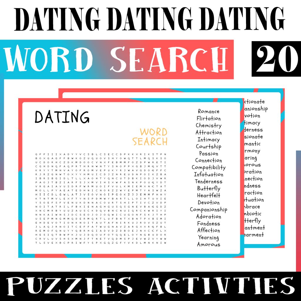Dating No Prep Word Search Puzzle Worksheet Activity for Morning Work ...