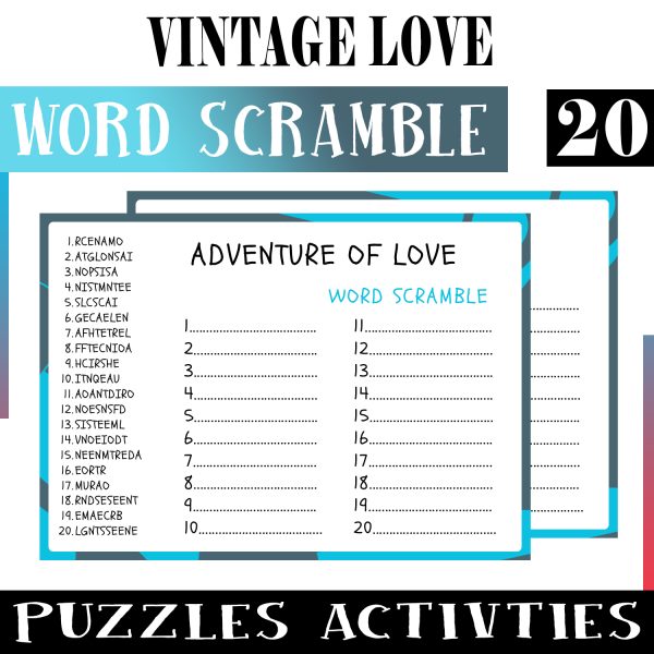 Vintage Love No Prep Word Scramble Puzzle Worksheet Activity for ...