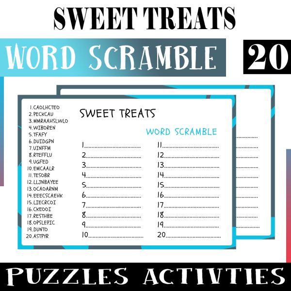 Sweet Treats No Prep Word Scramble Puzzle Worksheet Activity for ...