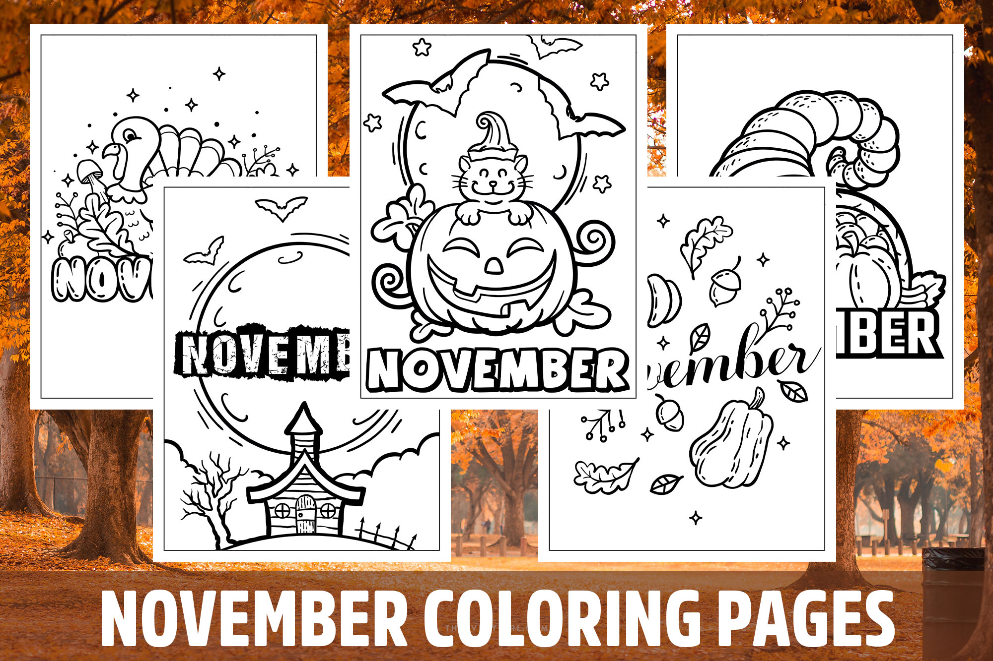 November Coloring Pages for Kids, Girls, Boys, Teens Birthday School Activity