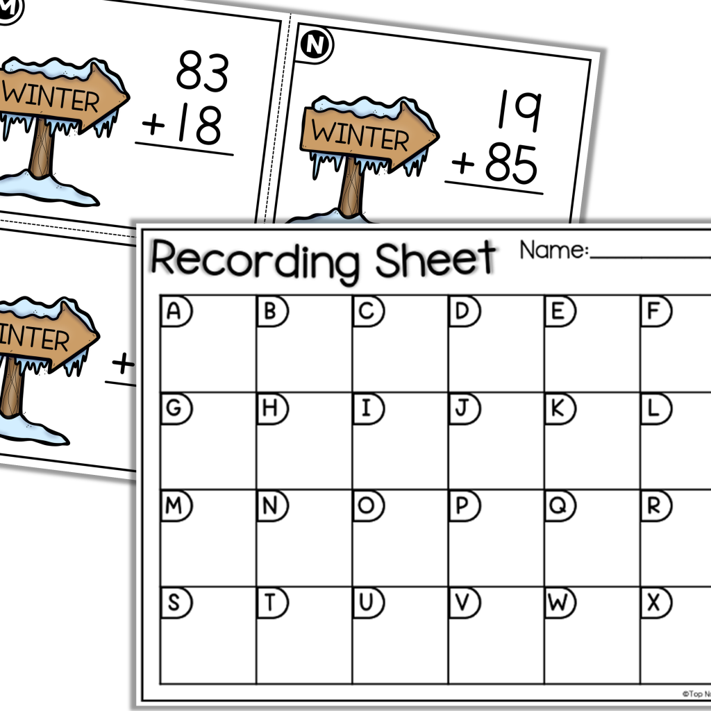 2 Digit Addition with Regrouping Task Cards Winter Activities | Made By ...