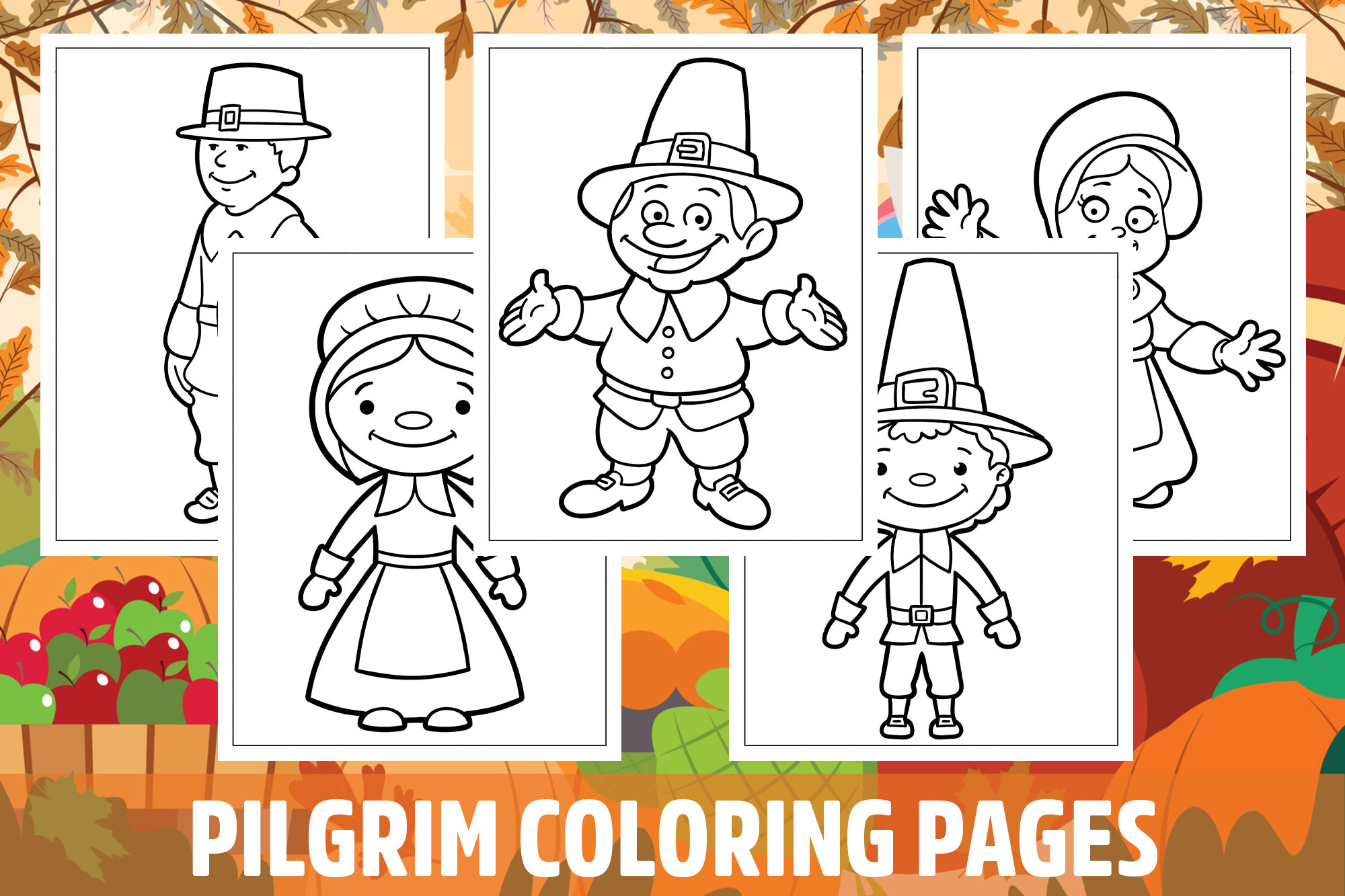 Pilgrim Coloring Pages for Kids, Girls, Boys, Teens Birthday School Activity