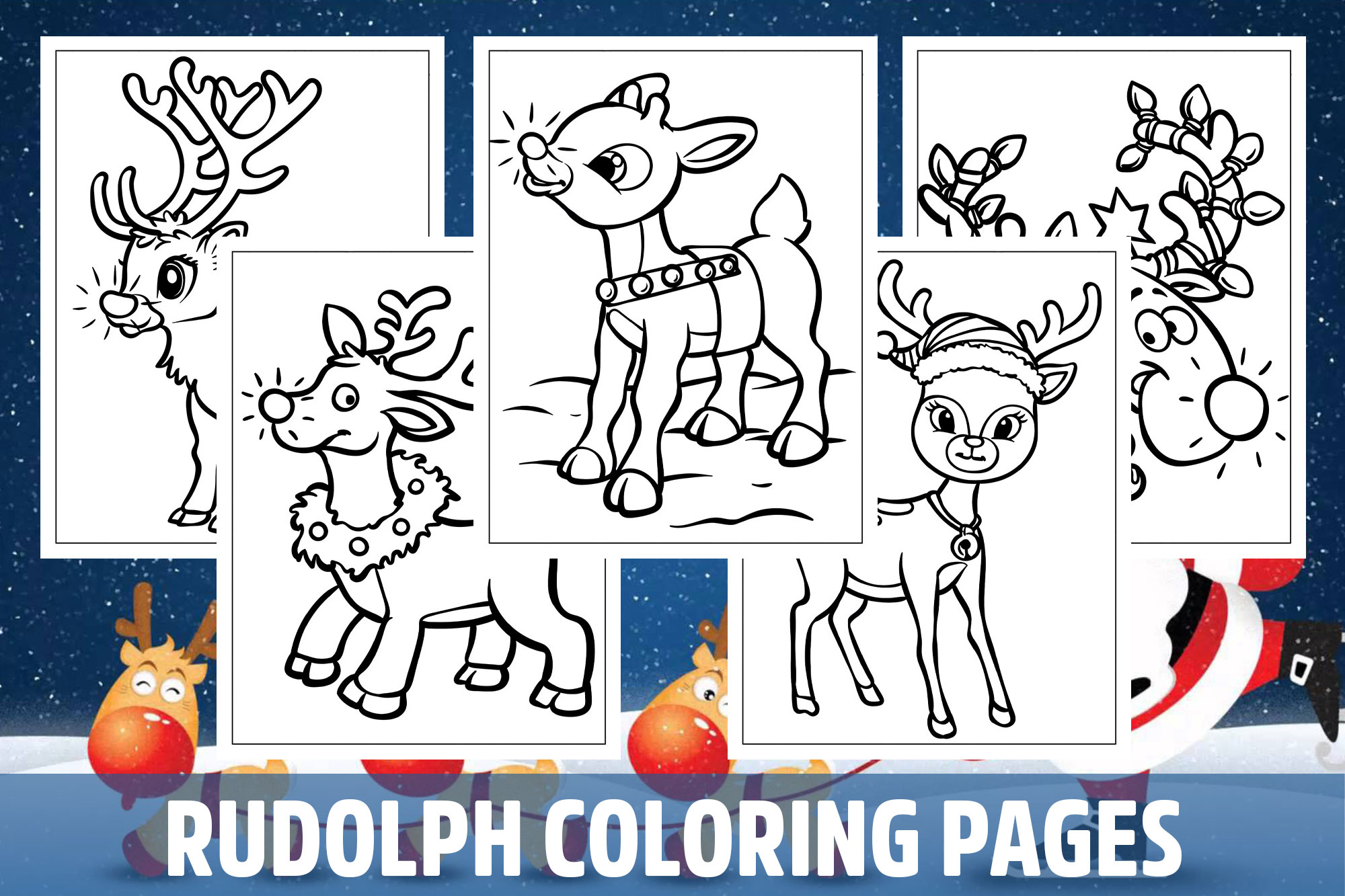 Rudolph Coloring Pages for Kids, Girls, Boys, Teens Birthday School Activity