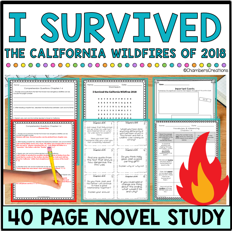 I Survived the California Wildfires 2018 Lauren Tarshis Novel Study
