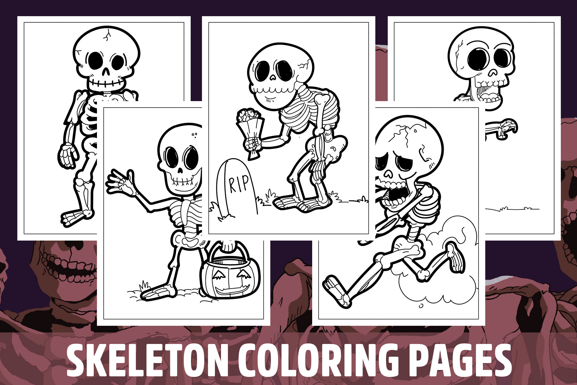 Skeleton Coloring Pages for Kids, Girls, Boys, Teens Birthday School Activity