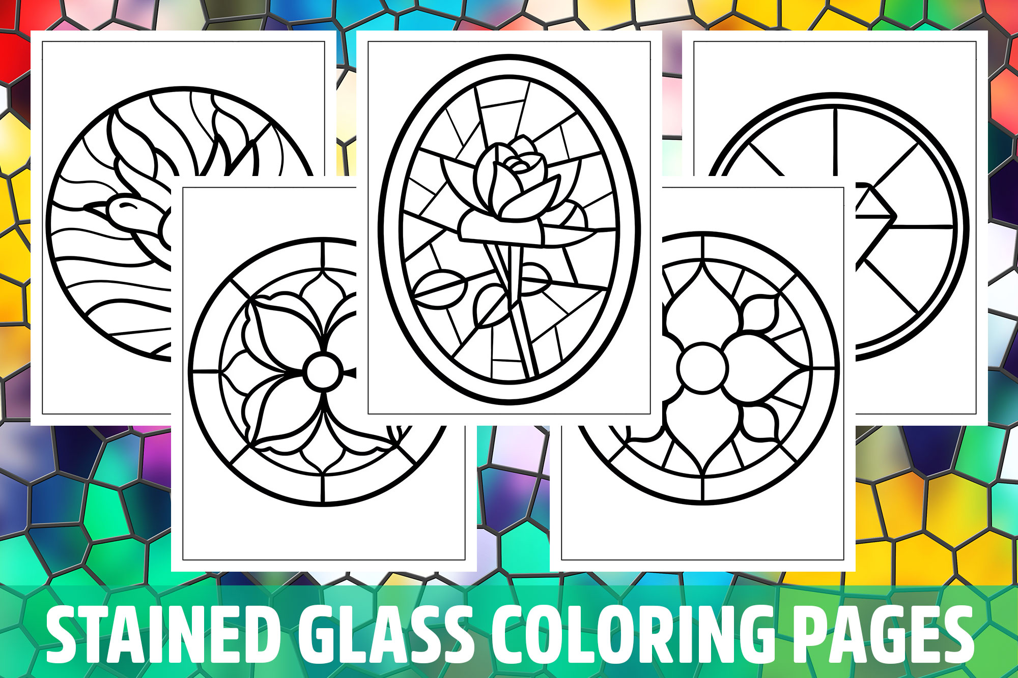 Stained Glass Coloring Pages for Kids, Girls, Boys, Teens School Activity
