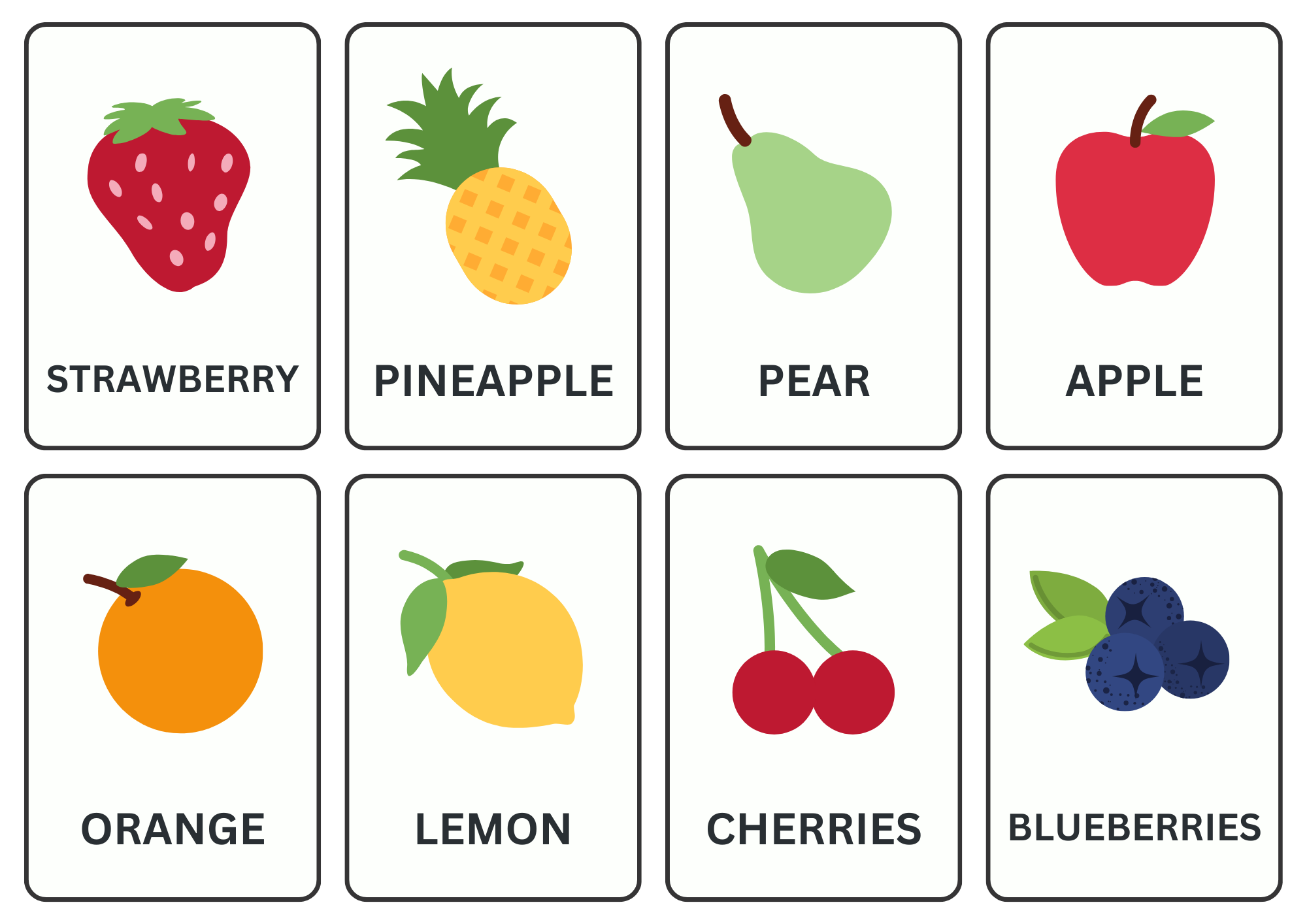 Flash Cards Fruits and Vegetables