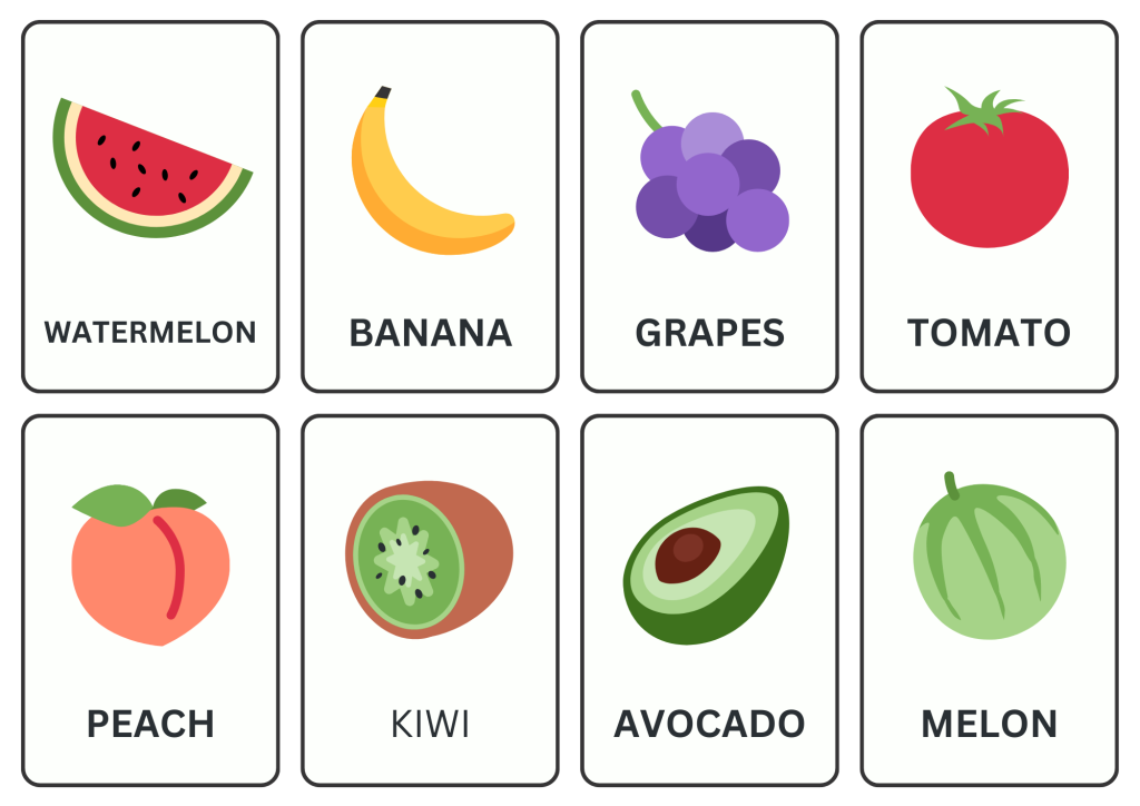 Flash Cards Fruits and Vegetables - Made By Teachers