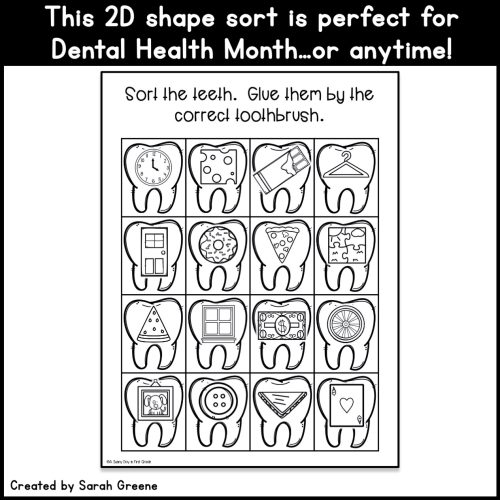 2D Shape Sort Math Craft for Dental Health Month | Made By Teachers
