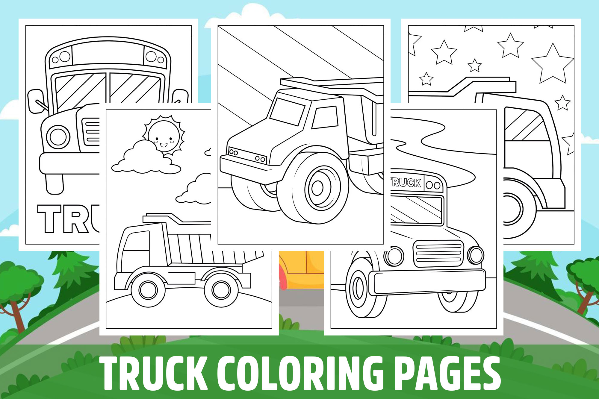 Truck Coloring Pages for Kids, Girls, Boys, Teens Birthday School Activity