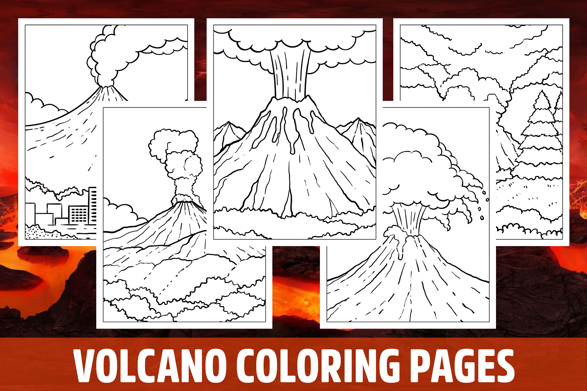 Volcano Coloring Pages for Kids, Girls, Boys, Teens Birthday School Activity