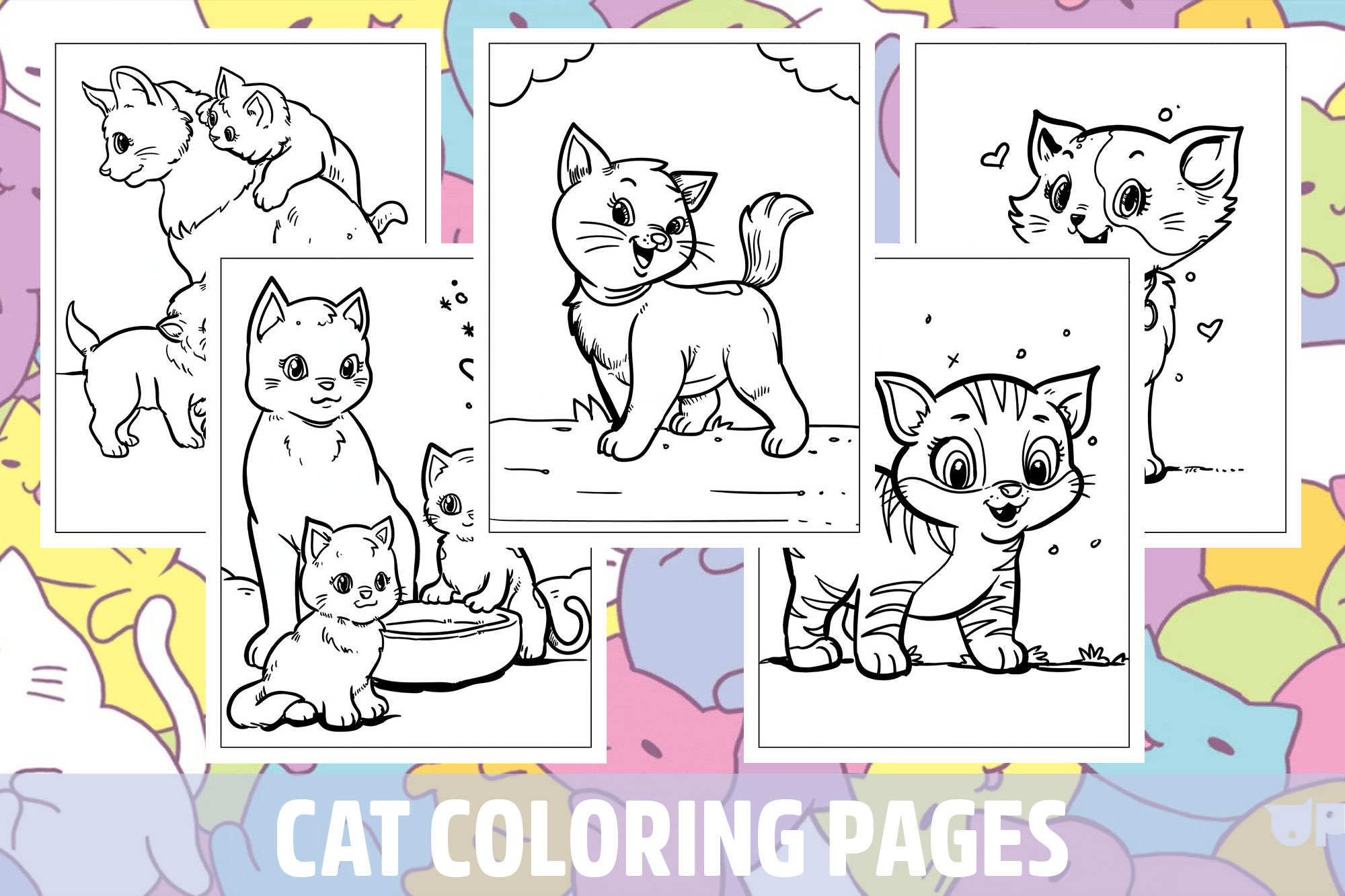 Cat Coloring Pages for Kids, Girls, Boys, Teens Birthday School Activity