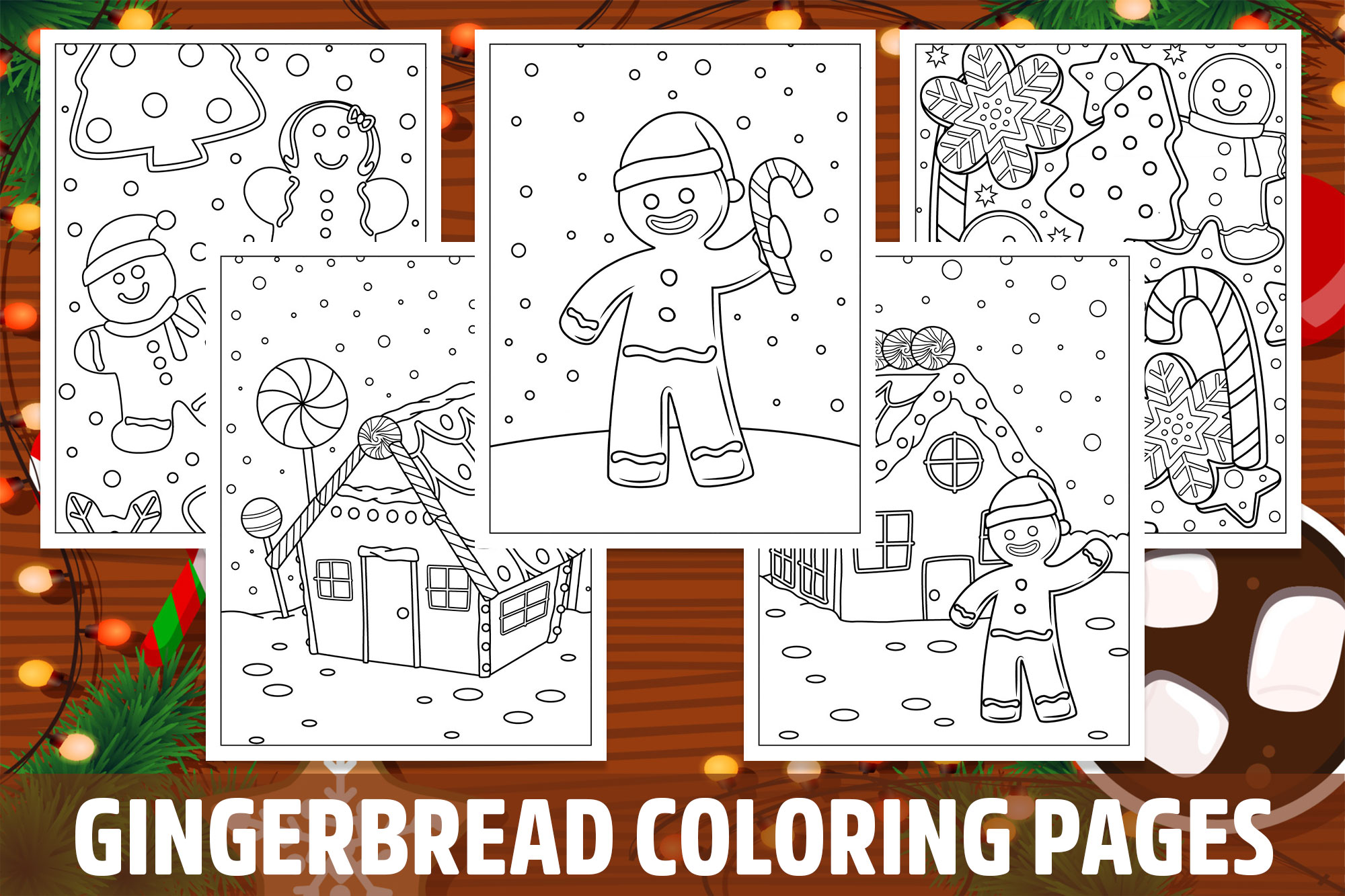 Gingerbread Coloring Pages for Kids, Girls, Boys, Teens Birthday School Activity