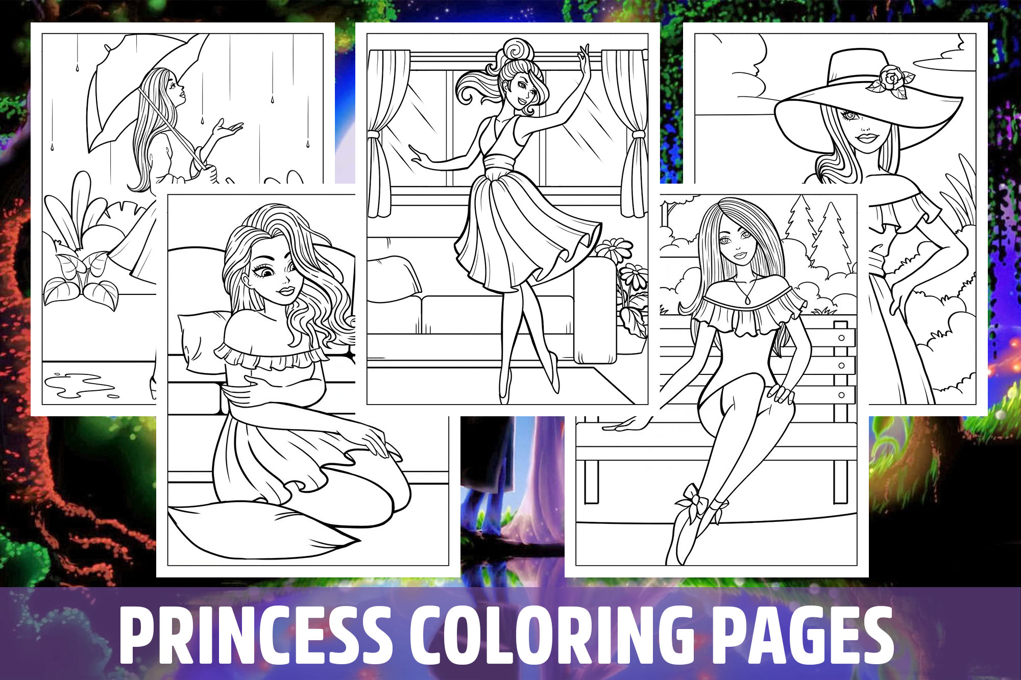 Enchanting Princess Coloring Pages for Kids, Girls, Boys, Teens Activity School