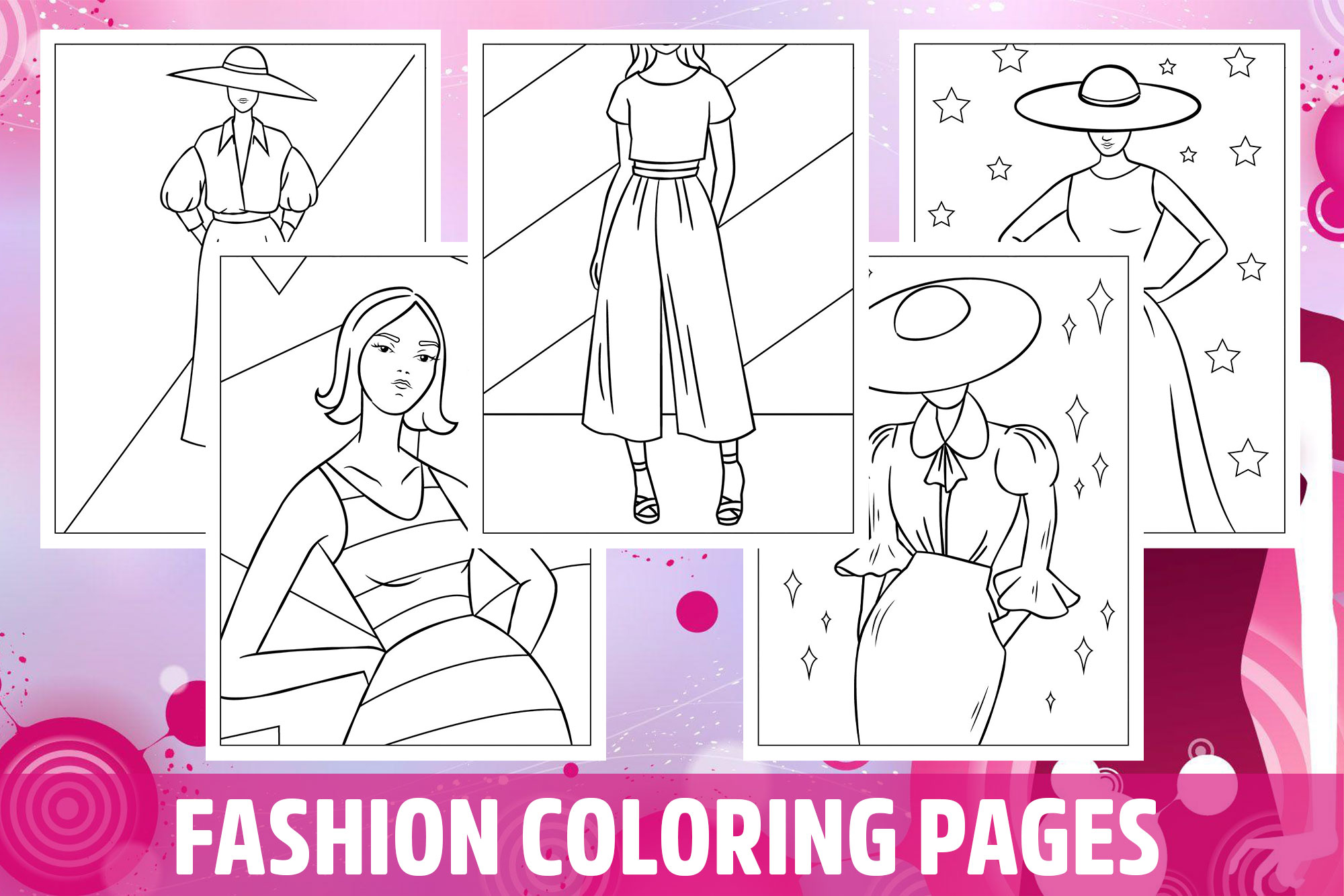 Fashion Coloring Pages for Kids, Girls, Boys, Teens Birthday School Activity