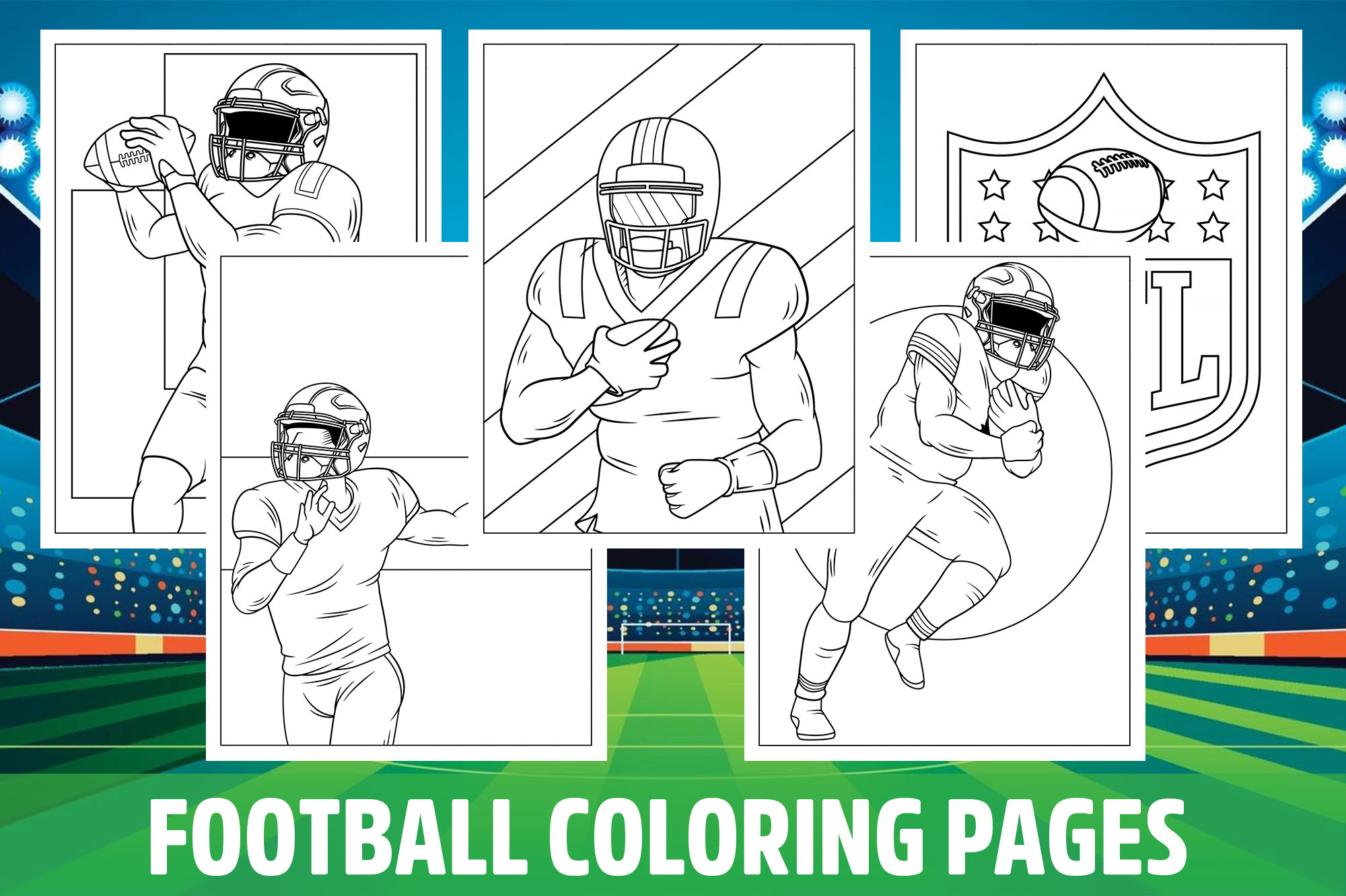 Football Coloring Pages for Kids, Girls, Boys, Teens Birthday School Activity