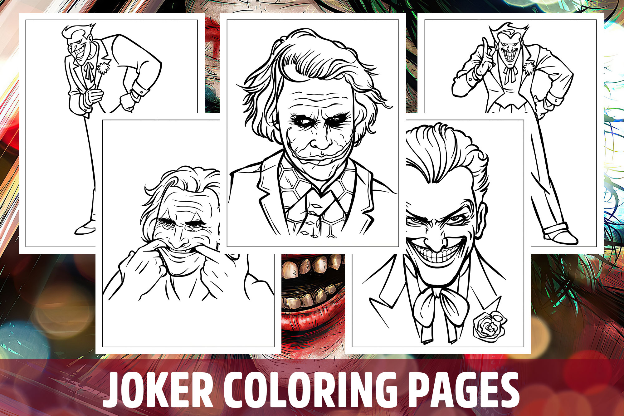 Joker Coloring Pages for Kids, Girls, Boys, Teens Birthday School Activity