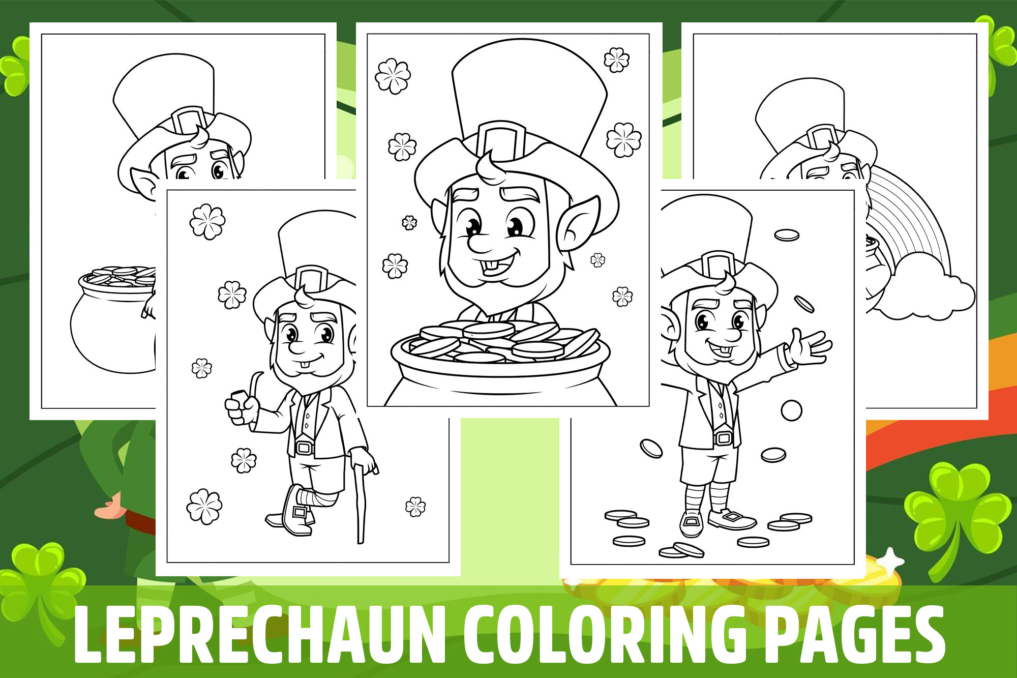 Leprechaun Coloring Pages for Kids, Girls, Boys, Teens Birthday School Activity