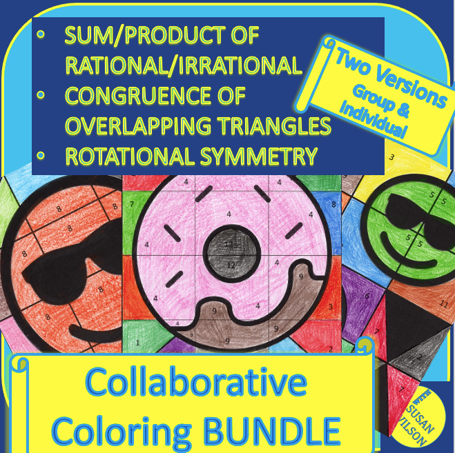High School Math Collaborative Color by Numbers Bundle 1