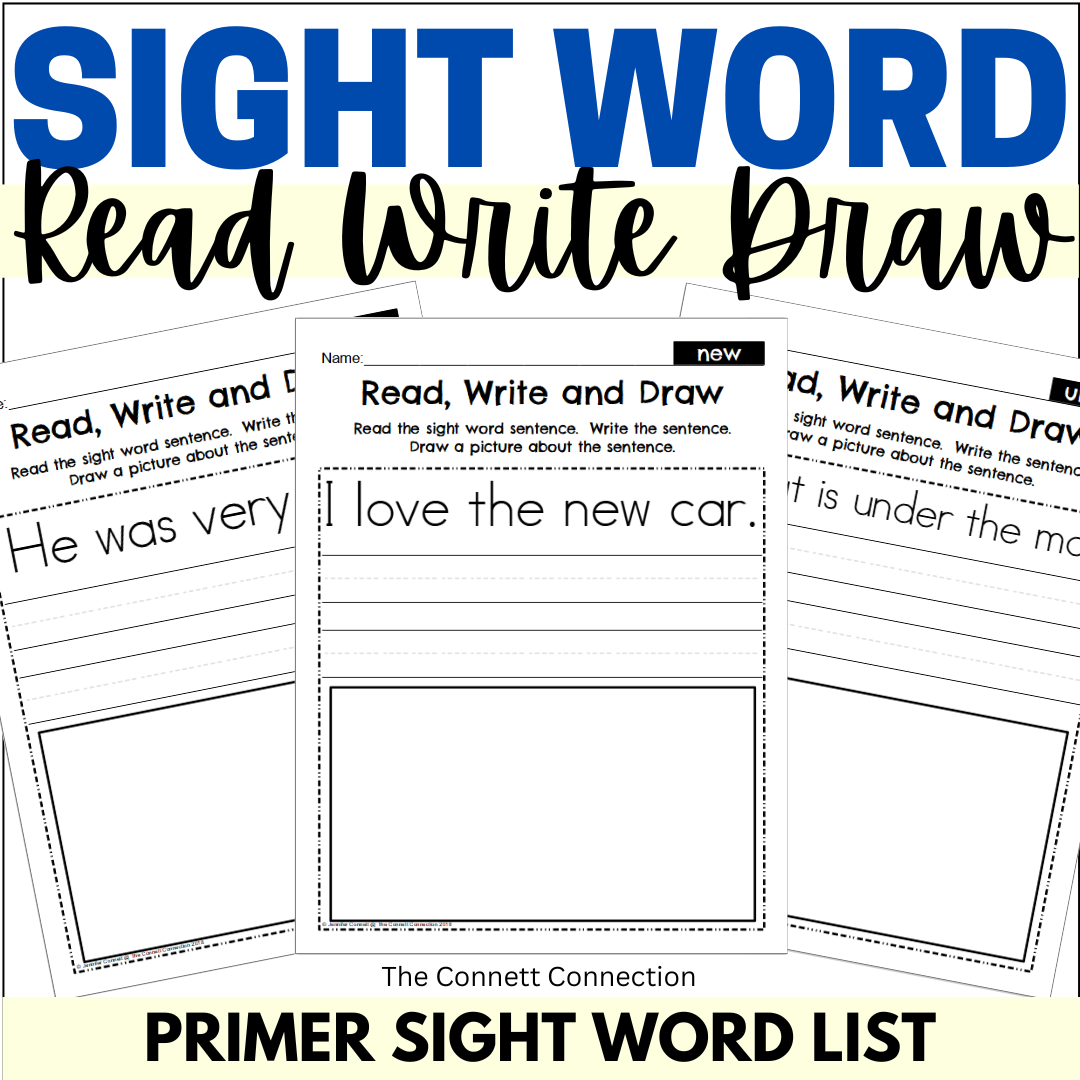 Primer Sight Word Read Write and Draw Sentence Fluency