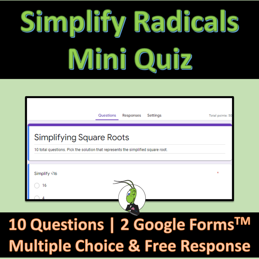 Simplify Radicals Mini Quiz Google Forms Distance Learning | Made By ...