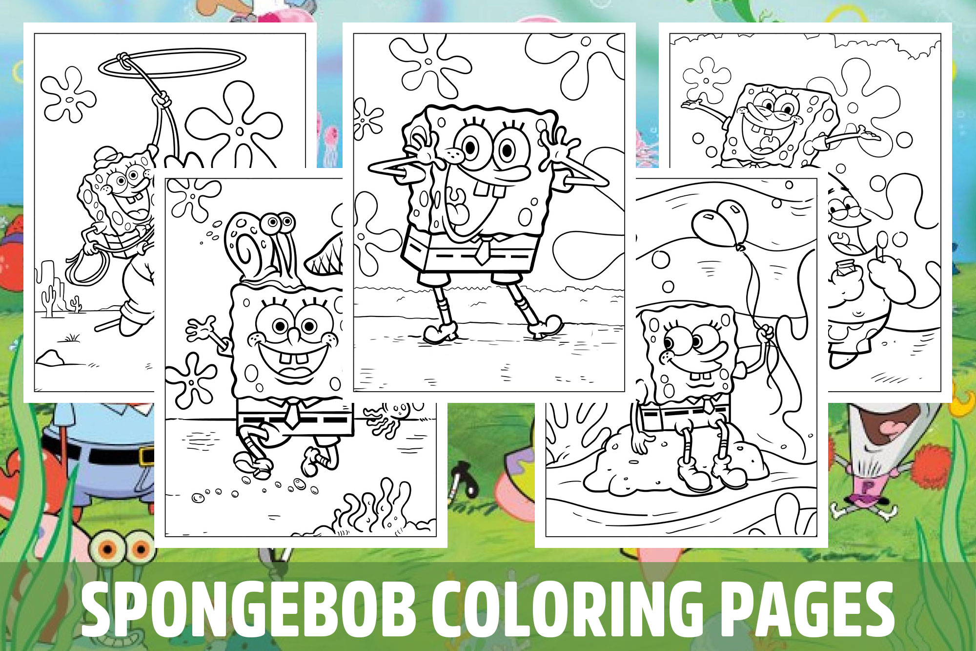 Spongebob Coloring Pages for Kids, Girls, Boys, Teens Birthday School Activity