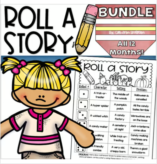 Roll a Story Writing Activity Literacy Center Year Round Every Month BUNDLE