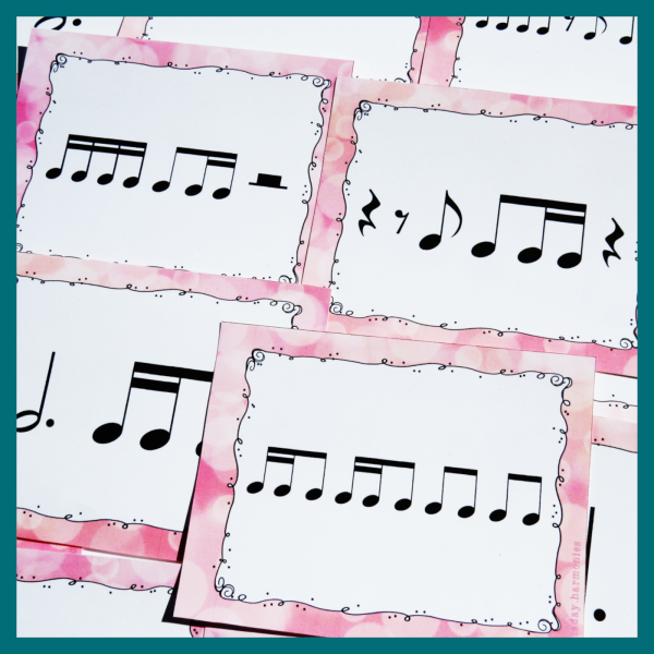 Four Beat Rhythm Music Flashcards Level Four - Eighth Rests, Dotted ...