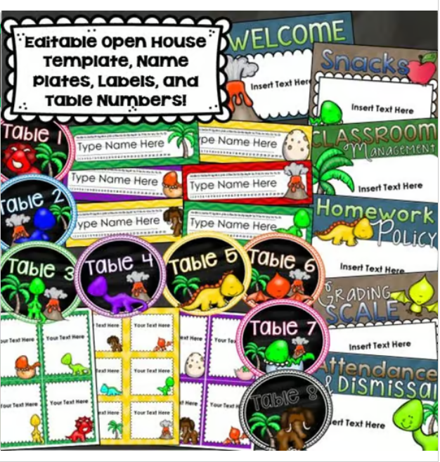Dinosaur Theme Class Decor Bundle (Behavior Chart, Name Plates, Labels ...