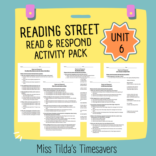 Read and Respond Activity Pack - Reading Street 4.2: Unit 6 - Made By ...