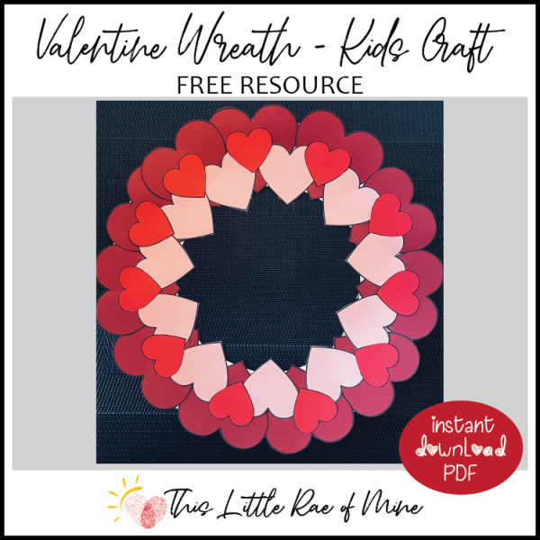 Valentine Heart Wreath - paper plate kid craft - printable - Free ...