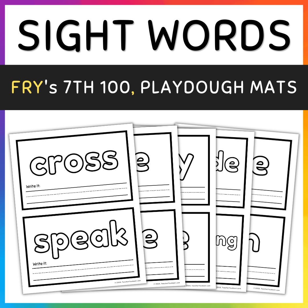 Sight Words Playdough Mat- Fry's 7th 100, Sight Words Practice & Activities