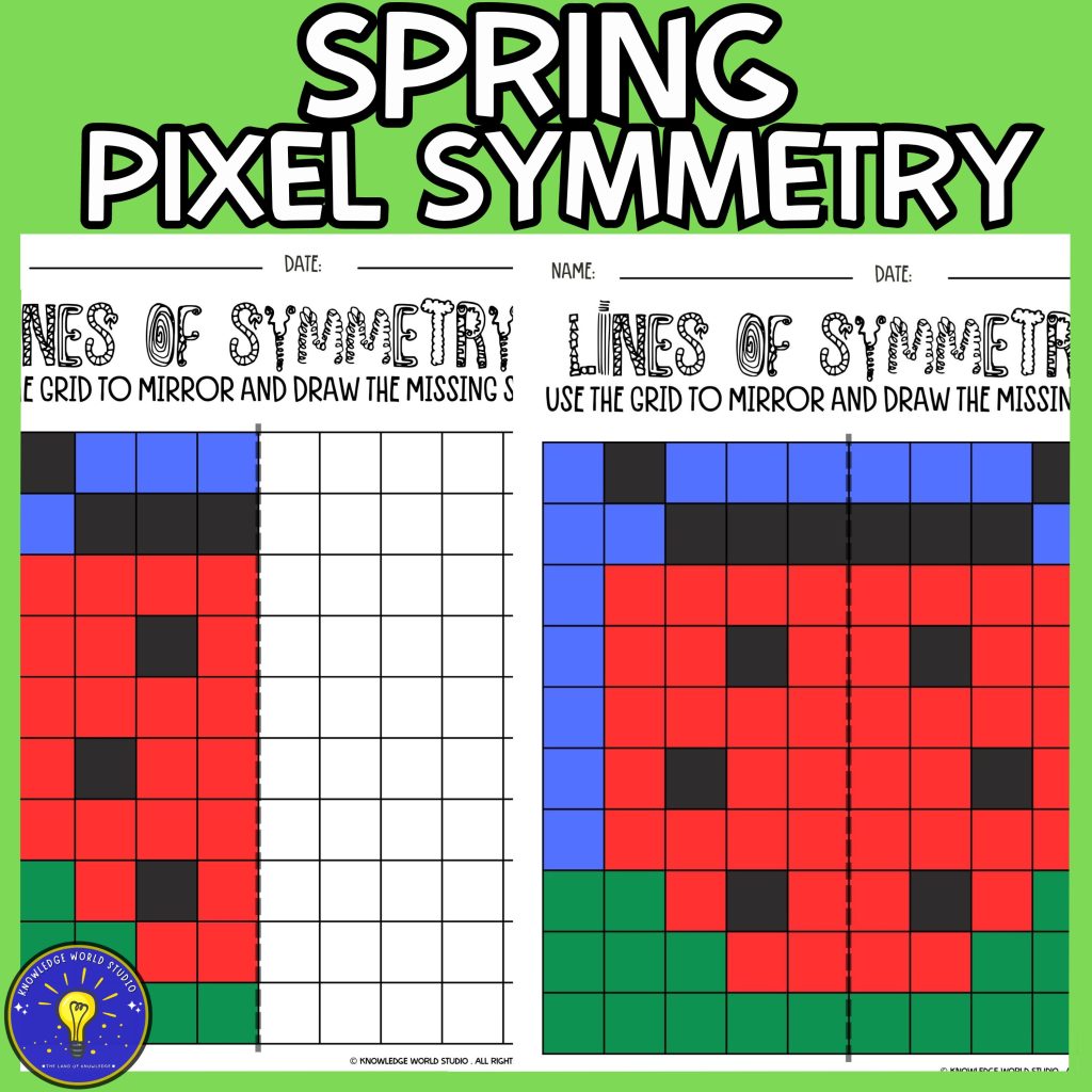 Spring Lines of Symmetry | Math Pixel Art - Reflection Drawings - Made ...