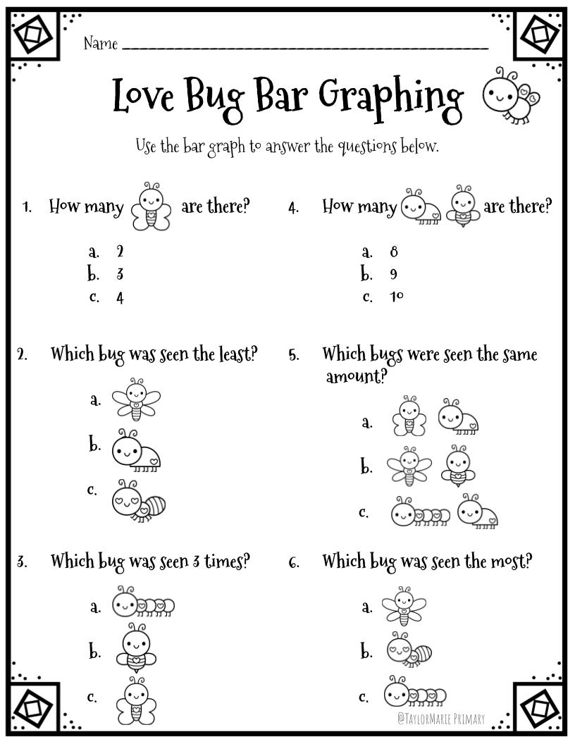 Valentine's Day Love Bug Counting, Tally Marks and Bar Graphing
