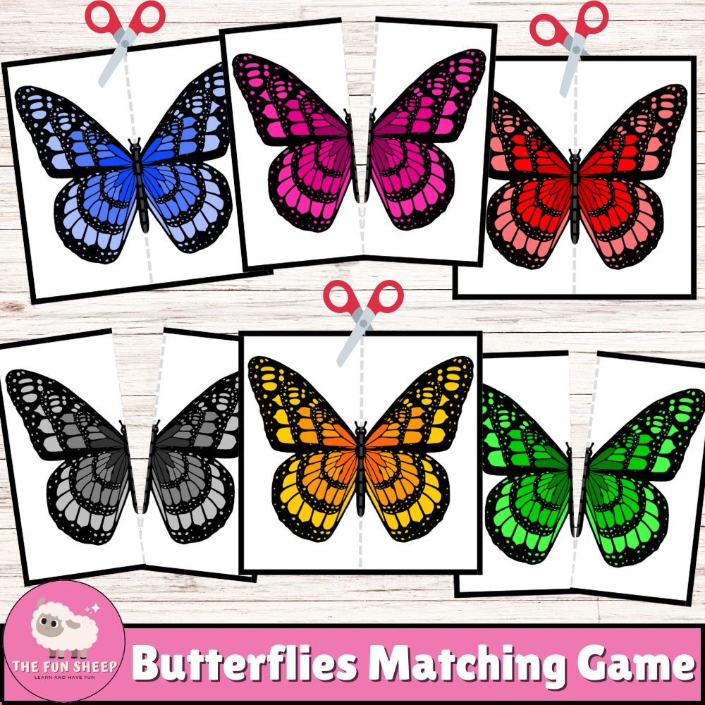 Butterflies Matching Game | Insects Matching Craft Activity - Symmetry Puzzles