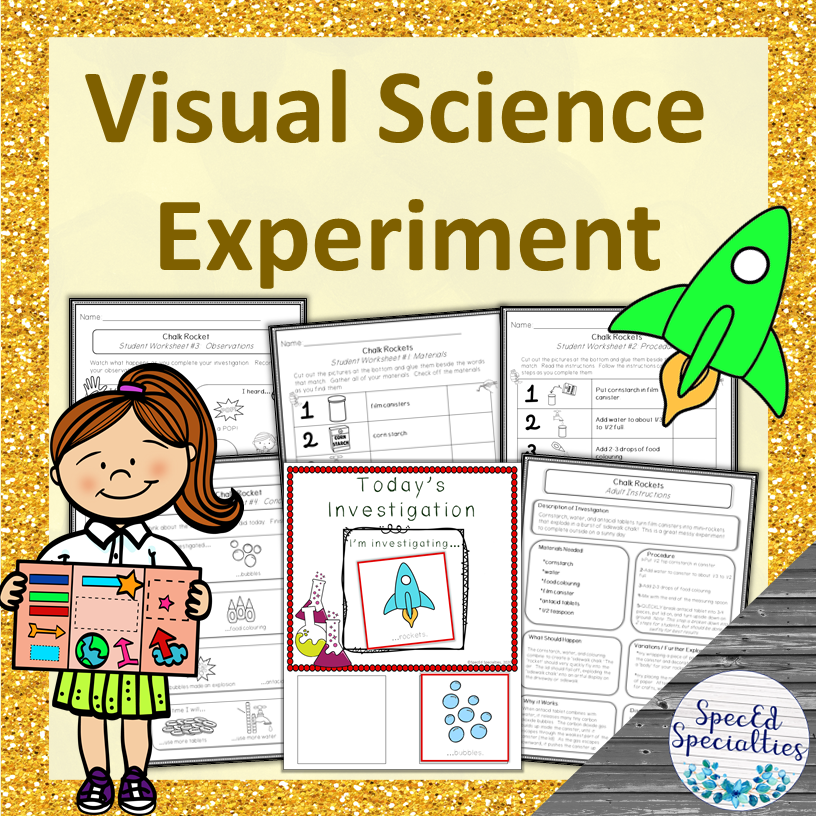 Visual Science Experiment Interactive Book and Worksheets (Chalk Rocket)