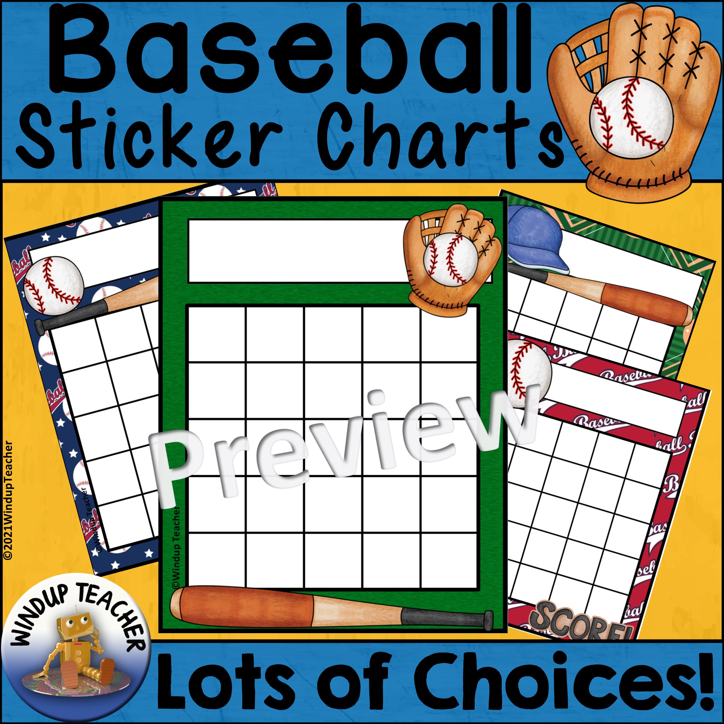 Baseball Sticker Reward Charts - Sports Theme Positive Behavior Incentive Charts