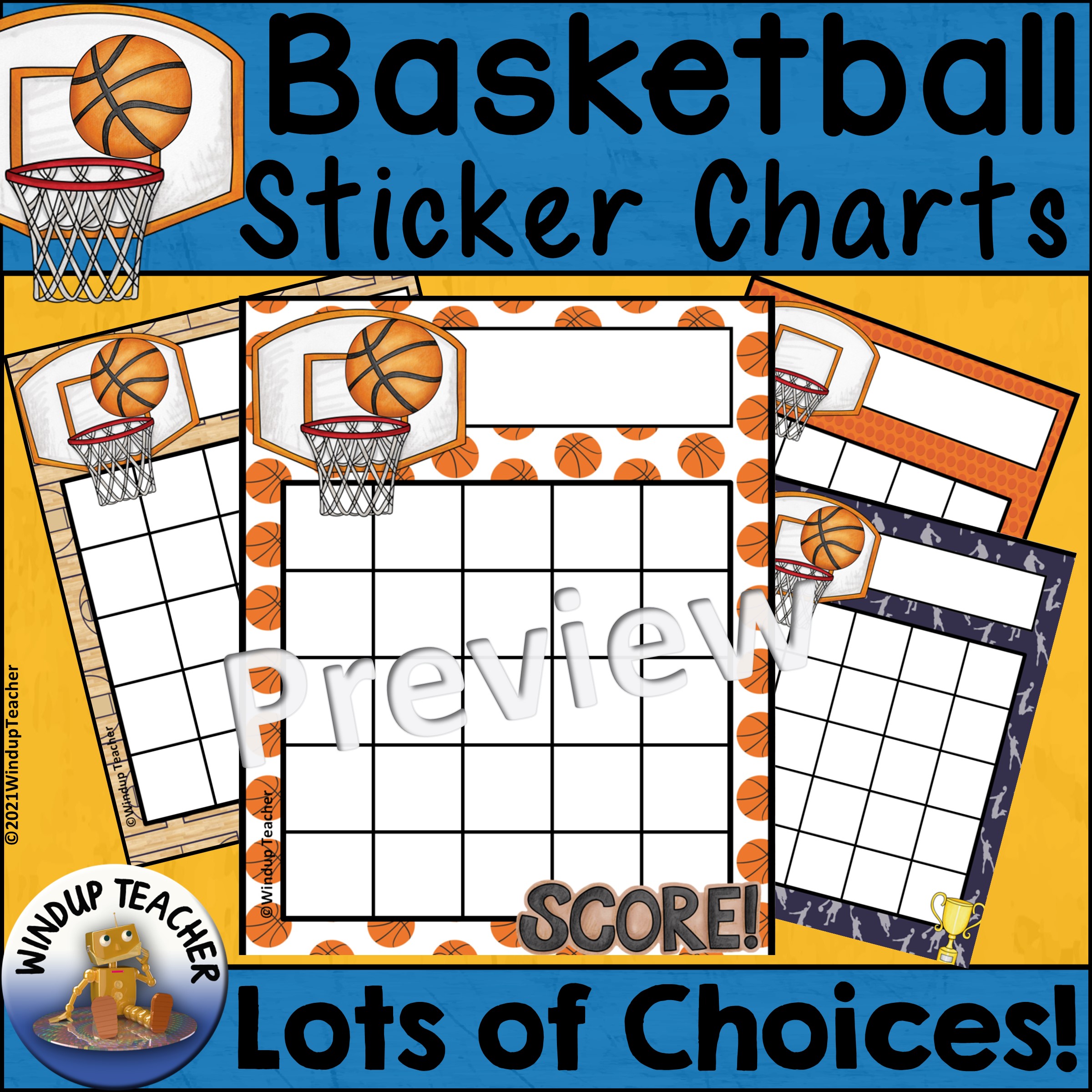 Basketball Sticker Reward Charts - Sports Theme Positive Behavior Incentive