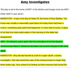 Original Drama Script - Amy Investigates (A short play / Readers' Theatre)