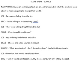 Original Drama Script / Readers Theatre - Raining Tacos