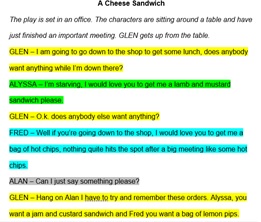 Original Drama Script - A cheese sandwich (A short play / Readers' Theatre)