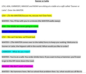 Original Drama Script - Sooner or Latte (A short play / Readers' Theatre)