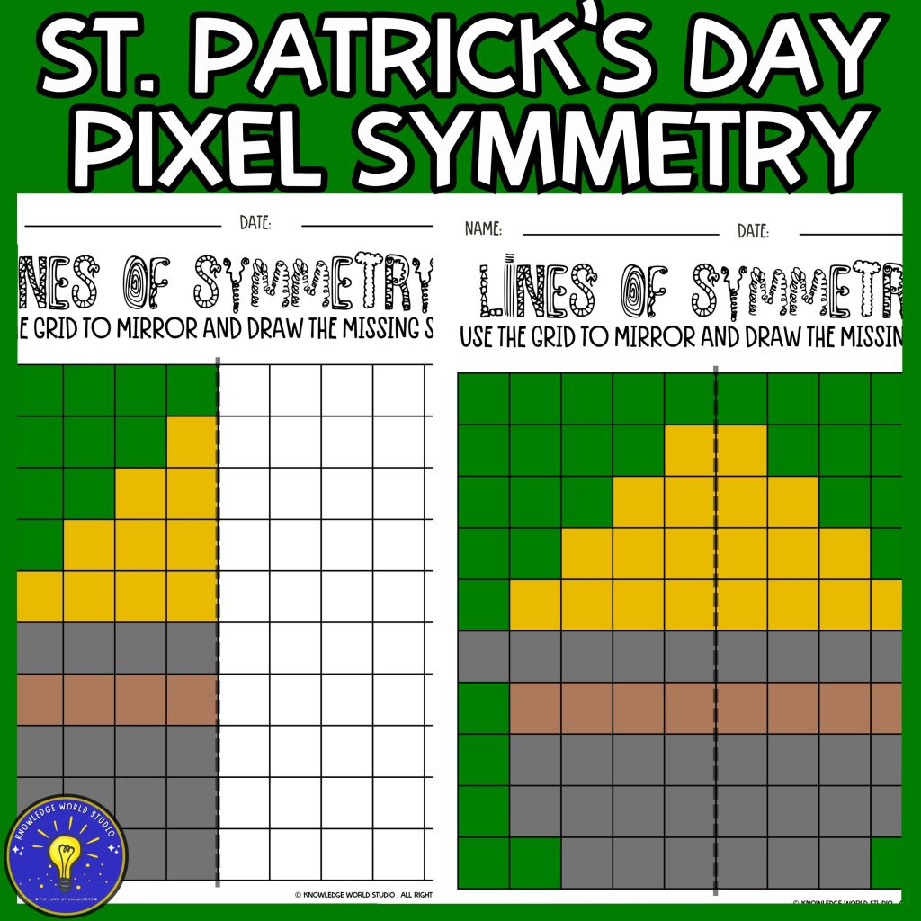 St. Patrick's Day Lines of Symmetry | Math Pixel Art - Reflection ...