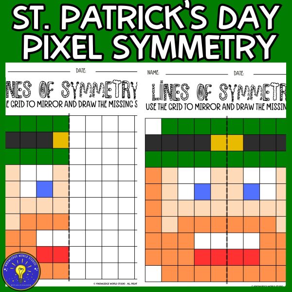 St. Patrick's Day Lines of Symmetry | Math Pixel Art - Reflection ...