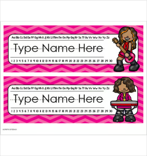 Rock Rms Name Tag Example Name Tags Plates Desk Labels Rockstar Rock n' Roll Theme Editable ...