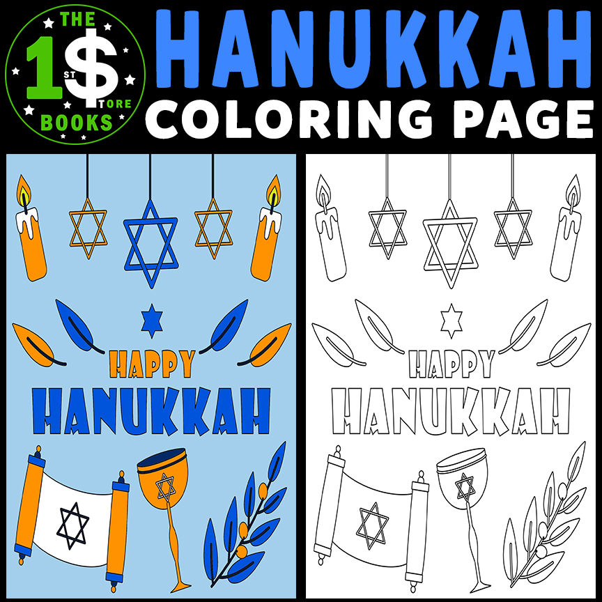 Hanukkah Coloring Page | 15 December Holiday Coloring Sheet