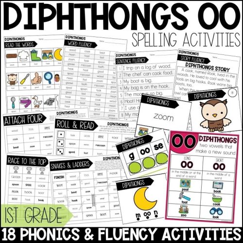 Diphthongs OO Sound Worksheets, Activities & Games 1st Grade Phonics or ...