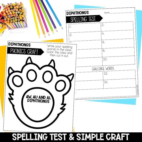 al au aw Diphthongs Worksheets, Spelling Activities & 2nd Grade Phonics ...