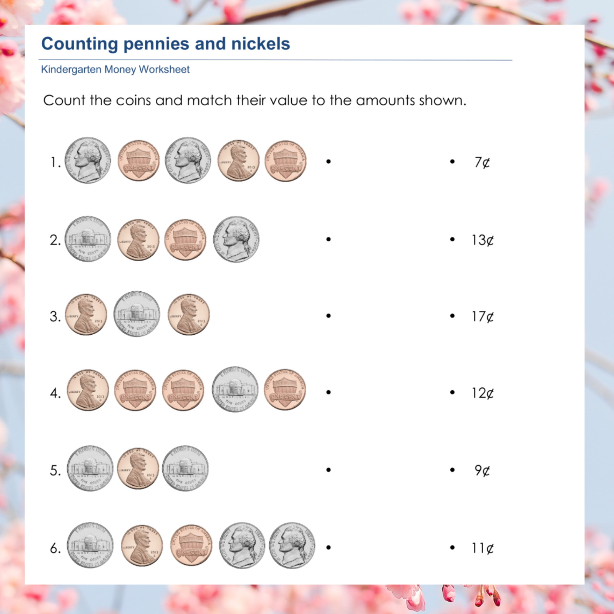 Coin Recognition Quest Printable Worksheets for Kids to Master Counting Skills