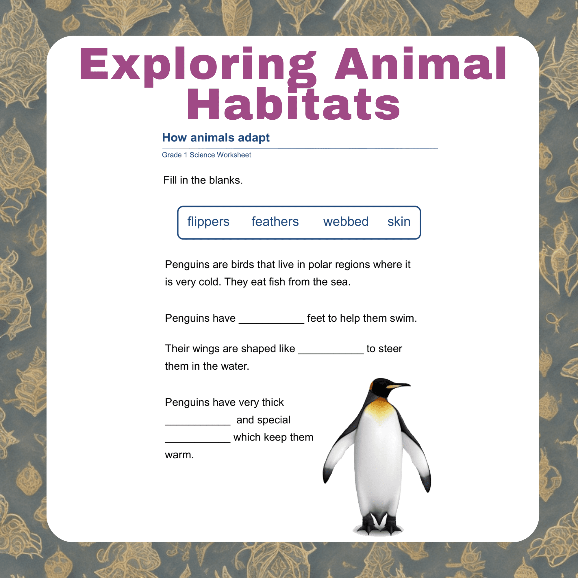 Exploring Animal Habitats: Worksheets on Matching Animals to Their Environments